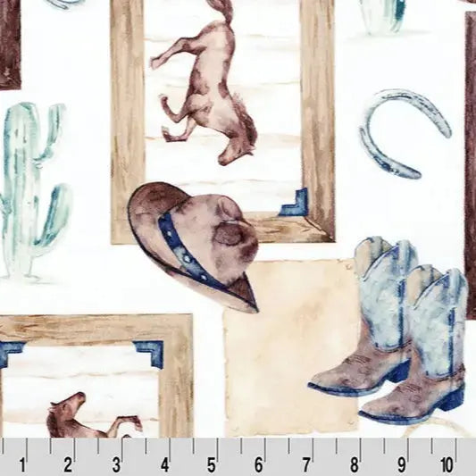 Cuddle Fabric Multi Natural Old West Digital Print