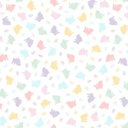 Cotton Bunny Print Fabric 43/44 Multi Pastel