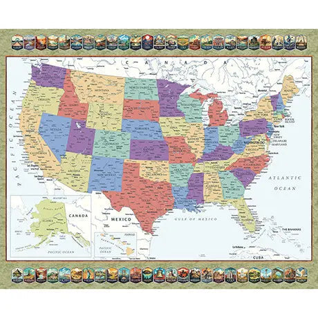 Cotton Fabric Multi QT US Map Where Are You From 44"/45"