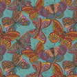 Cotton Print Butterfly Toss Fabric Multi Teal 44/45"