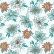 Cotton Floral Toss Fabric White Dahlias at Dusk 44/45" Multi