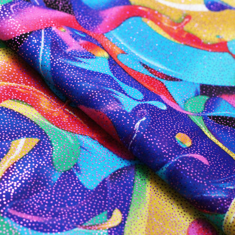 Bubblelicious Nylon Spandex Fabric - Multicolor Paint Print, Foil Or Non-Foil, 58/60" Width (1 Yard)