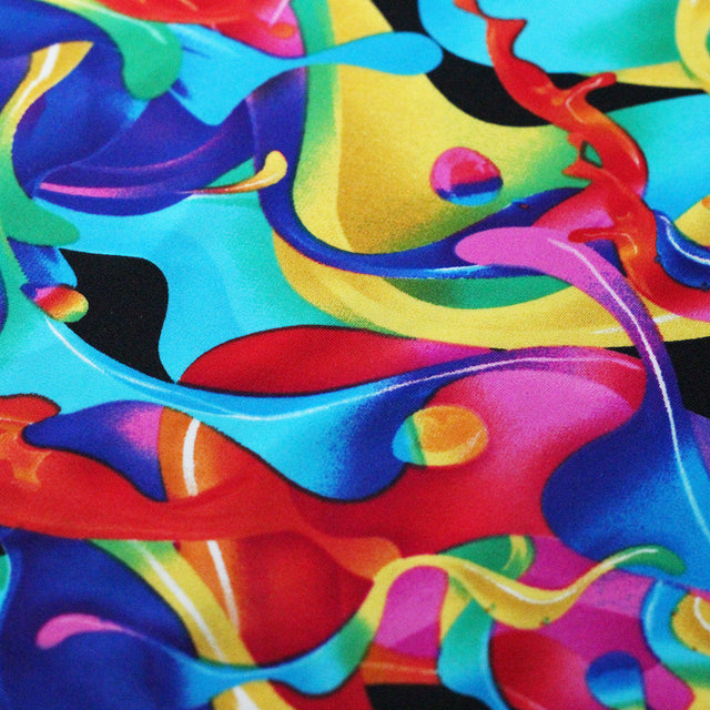Bubblelicious Nylon Spandex Fabric - Multicolor Paint Print, Foil Or Non-Foil, 58/60" Width (1 Yard)