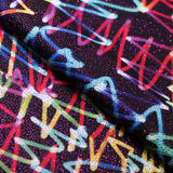 Scribbles Polyester Spandex Fabric - Multicolor Neon Lines, 58/60" Width (1 Yard)