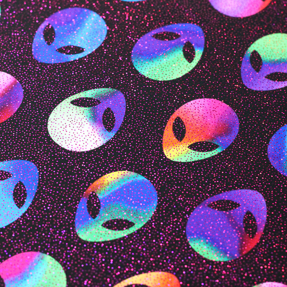 Alien Nylon Spandex Fabric - Multicolor Alien Print, 58/60" Width (1 Yard)