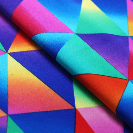 Rainbow Stone Nylon Spandex Fabric - Multi Gradient Rainbow Triangle, 58/60" Width (1 Yard)