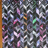Athletic Jersey Knit Multi Color Chevron Bands Poly Spandex