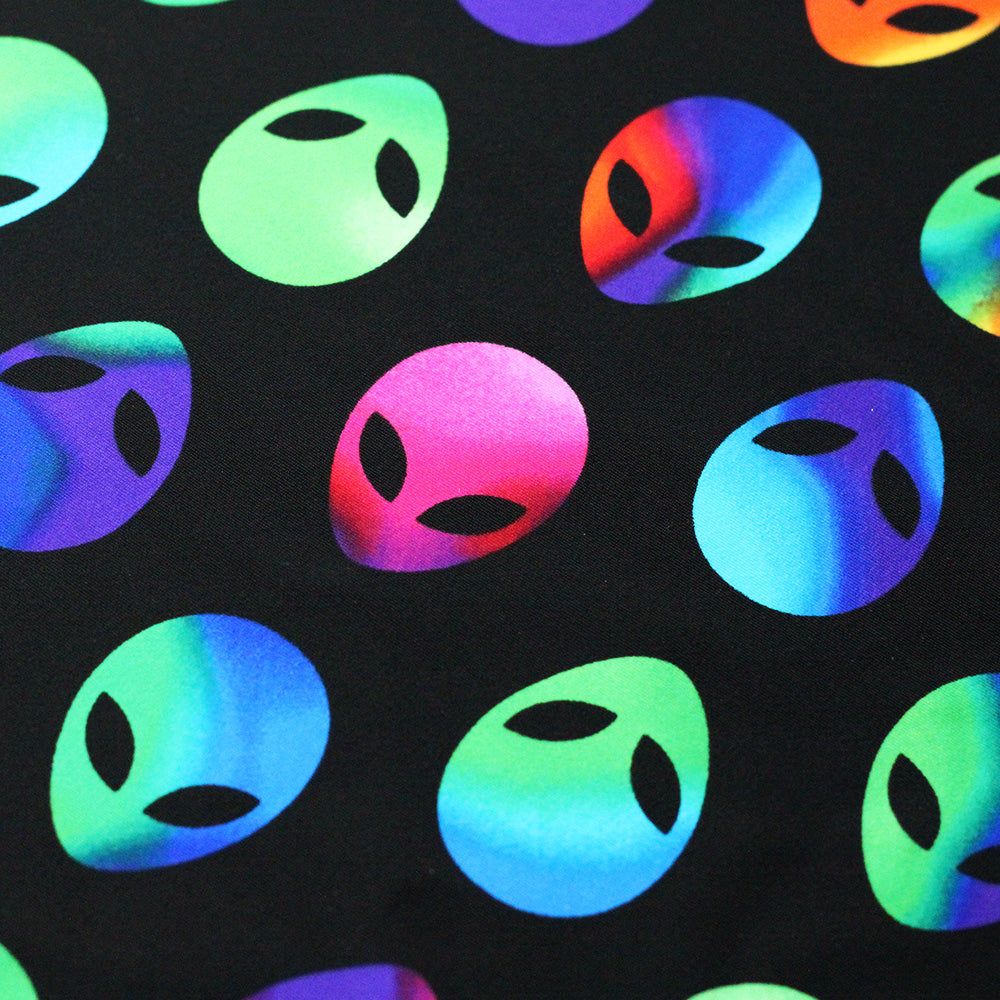 Alien Nylon Spandex Fabric - Multicolor Alien Print, 58/60" Width (1 Yard)