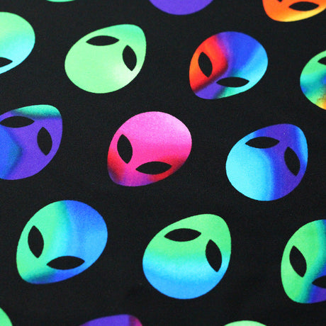 Alien Nylon Spandex Fabric - Multicolor Alien Print, 58/60" Width (1 Yard)
