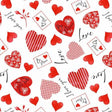 Quilting Cotton Multi Tossed Envelopes and Hearts Henry Glass