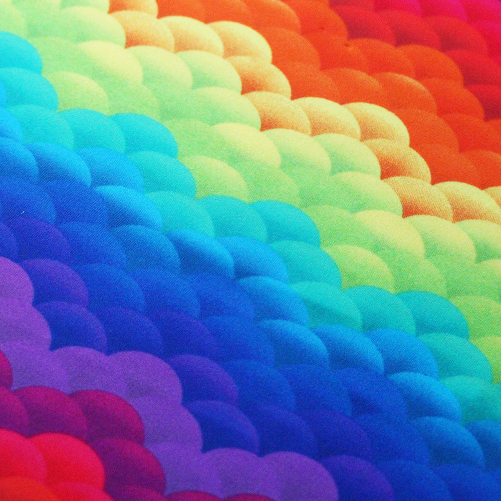 Synthetic Skin Nylon Spandex Fabric - Multi, Rainbow Circle Pattern, Foil Option, 58/60" Width (1 Yard)