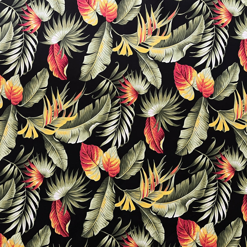 Multicolor Palm Leaves Upholstery Cotton Fabric - Black And White Palm Leaves, 56"-58" Width (1 Yard)