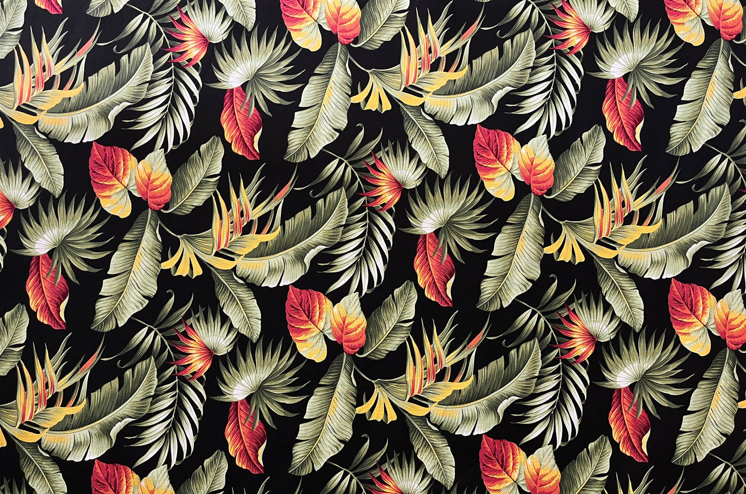 Multicolor Palm Leaves Upholstery Cotton Fabric - Black And White Palm Leaves, 56"-58" Width (1 Yard)