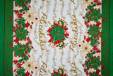 Musical Poinsettia Celebration Polyester Fabric - Red And Green Poinsettia Print, 58" Width (1 Yard)