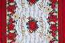 Musical Poinsettia Celebration Polyester Fabric - Red And Green Poinsettia Print, 58" Width (1 Yard)