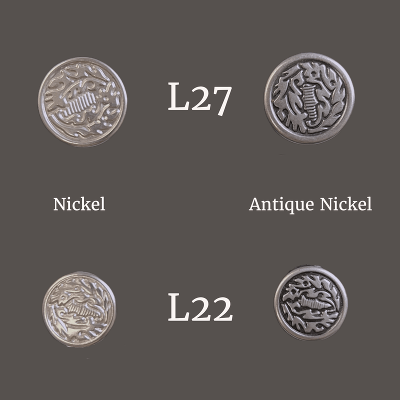 Jeans Buttons Design Button And Nail Fabric - Antique Nickel/Nickel, L22/L27
