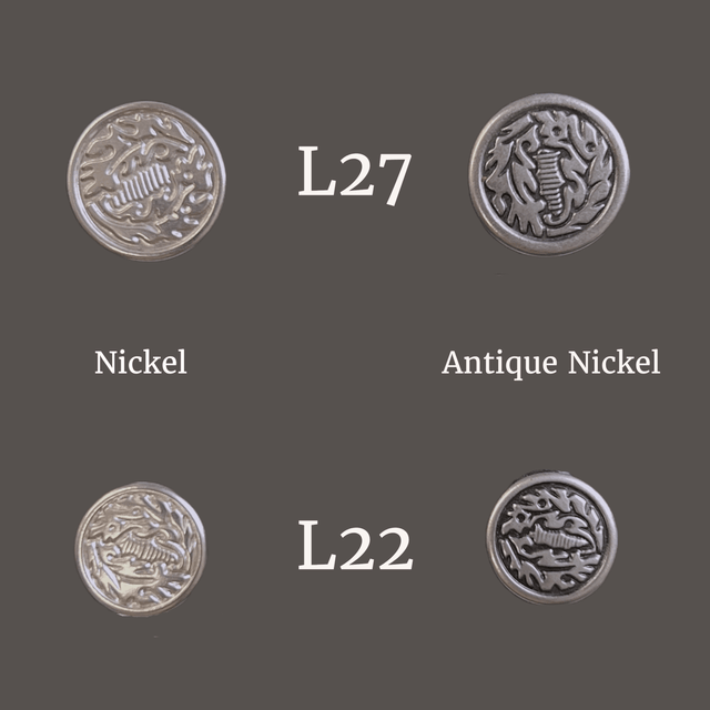 Jeans Buttons Design Button And Nail Fabric - Antique Nickel/Nickel, L22/L27