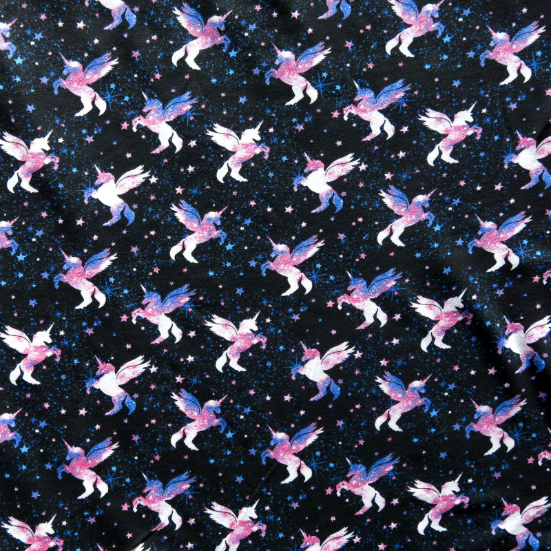 Cotton Lycra Jersey Knit Fabric Mystic Unicorns 18" Remnant