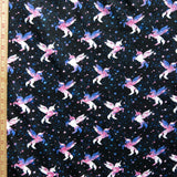 Cotton Lycra Jersey Knit Fabric Mystic Unicorns 18" Remnant