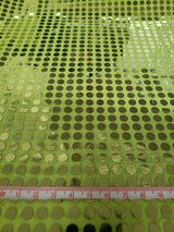 Apple Green 6Mm Shiny Trans On Mechanical Stretch Chiffon Matte Jersey Fabric - Apple Green, Shiny Sequins, 56"-58" Width