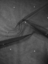 Polyester Mesh Fabric - Silver Diamond Studs, 42" Width