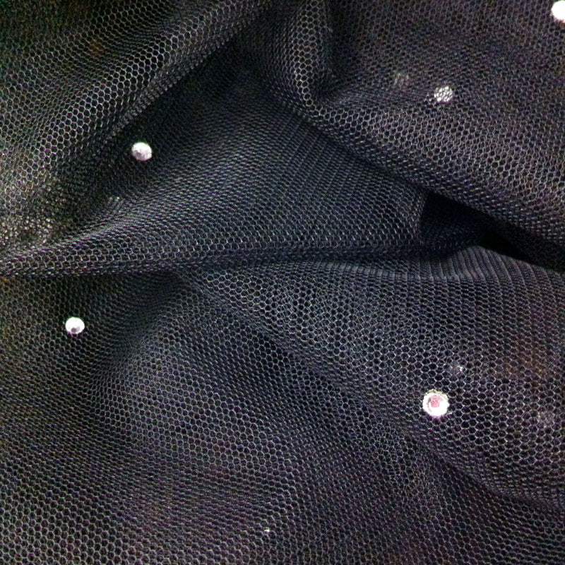 Polyester Mesh Fabric - Silver Diamond Studs, 42" Width