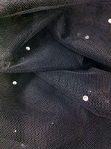 Polyester Mesh Fabric - Silver Diamond Studs, 42" Width
