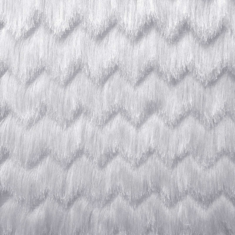 Fine Fringe Zig Zag Pattern Polyester Spandex Mesh Fabric - White, Black, Red, Blush, 52" To 54" Width