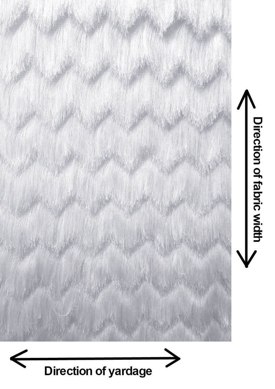 Fine Fringe Zig Zag Pattern Polyester Spandex Mesh Fabric - White, Black, Red, Blush, 52" To 54" Width