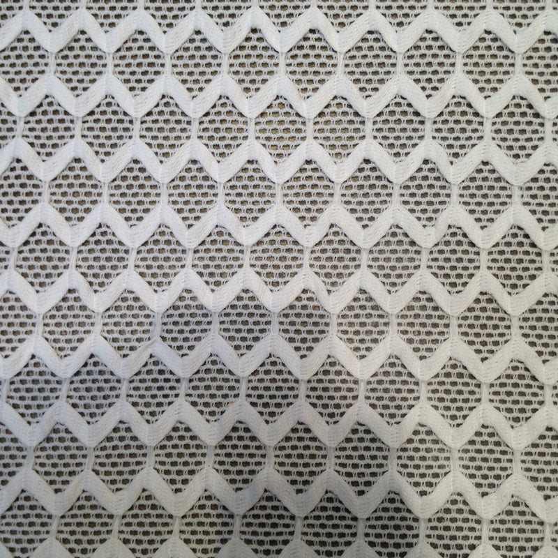 Sheer Knit Mesh W/ Hexagon Overlay Pattern Polyester Spandex Fabric - Hexagon Overlay Pattern, See-Through Mesh, 52" To 54" Width