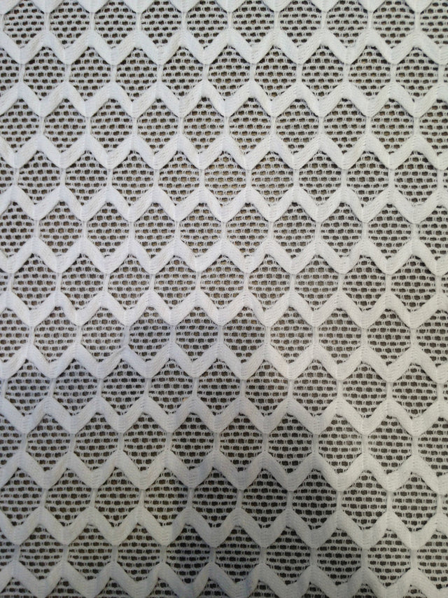 Sheer Knit Mesh W/ Hexagon Overlay Pattern Polyester Spandex Fabric - Hexagon Overlay Pattern, See-Through Mesh, 52" To 54" Width