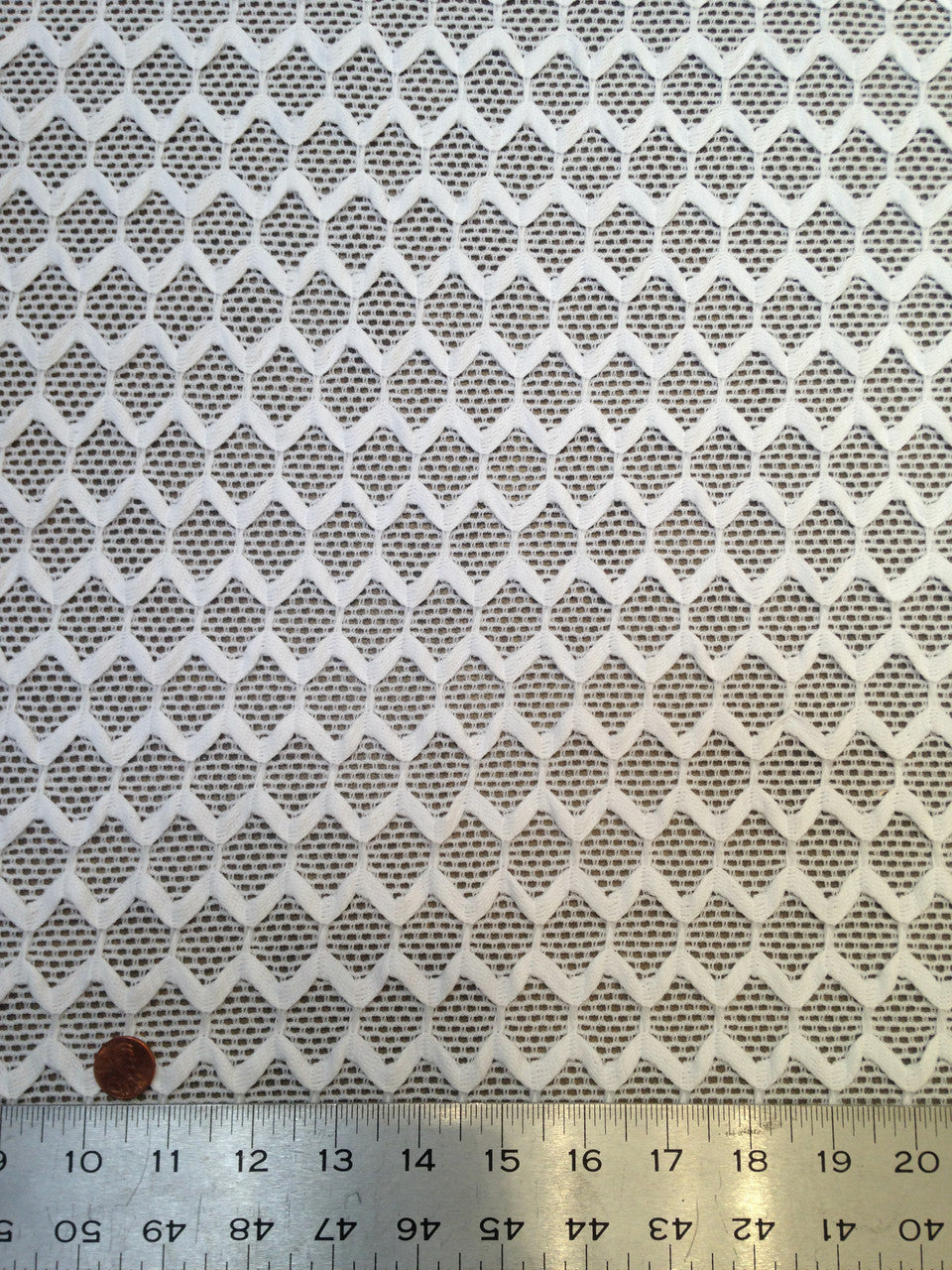 Sheer Knit Mesh W/ Hexagon Overlay Pattern Polyester Spandex Fabric - Hexagon Overlay Pattern, See-Through Mesh, 52" To 54" Width