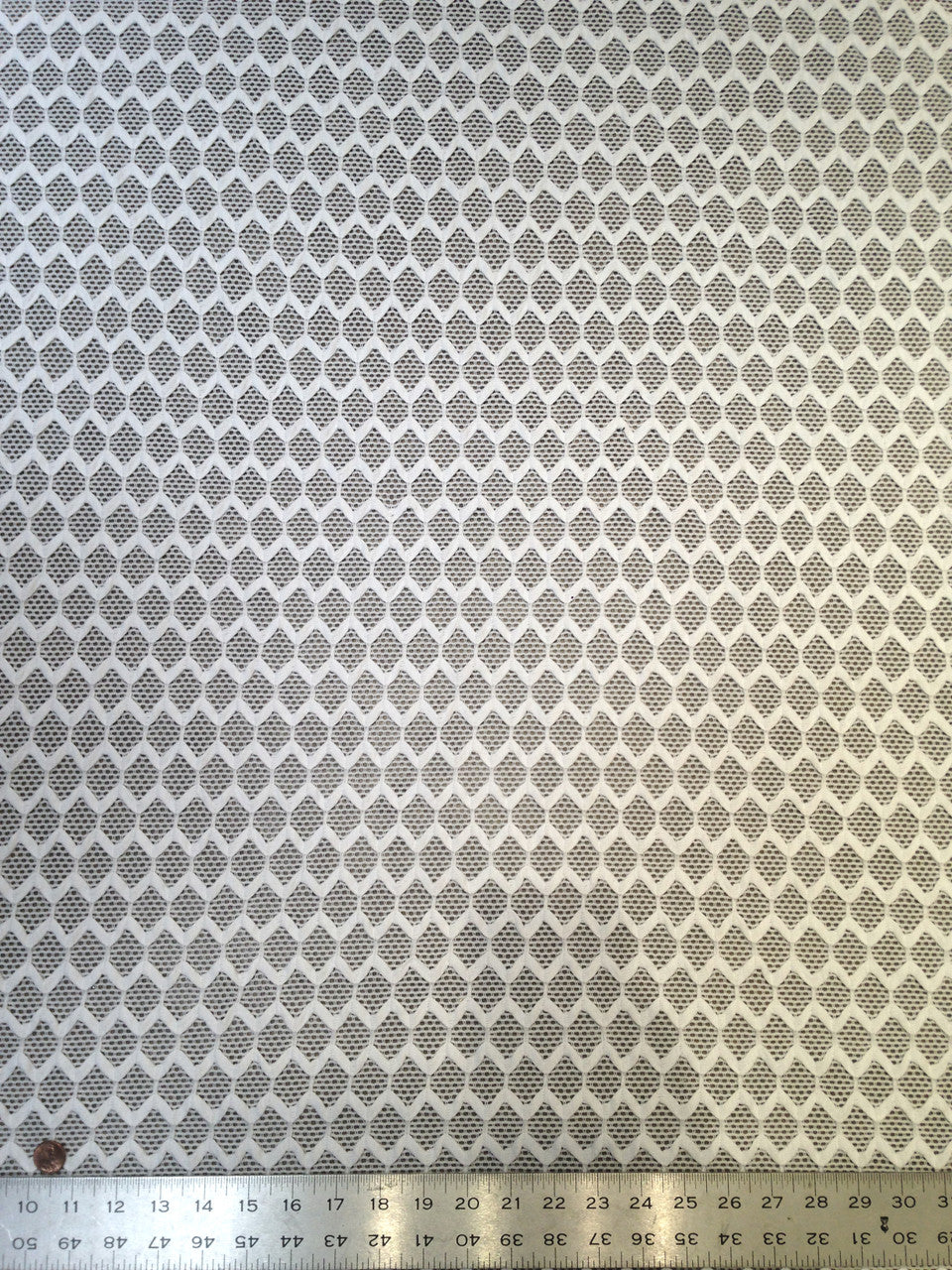 Sheer Knit Mesh W/ Hexagon Overlay Pattern Polyester Spandex Fabric - Hexagon Overlay Pattern, See-Through Mesh, 52" To 54" Width
