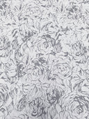 Polyester Floral Lace Fabric - Textured Floral Design, White, Black