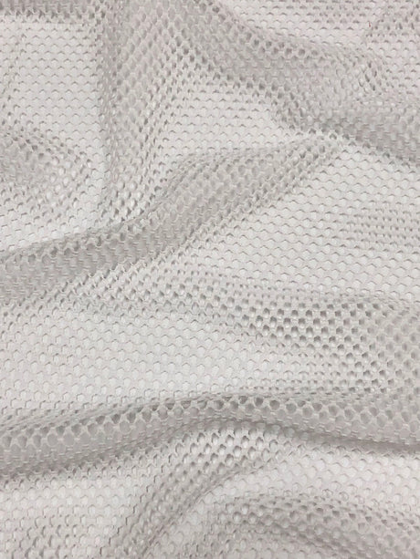 Polyester Mesh Fabric - White See Through Plain Mesh, 64" Width