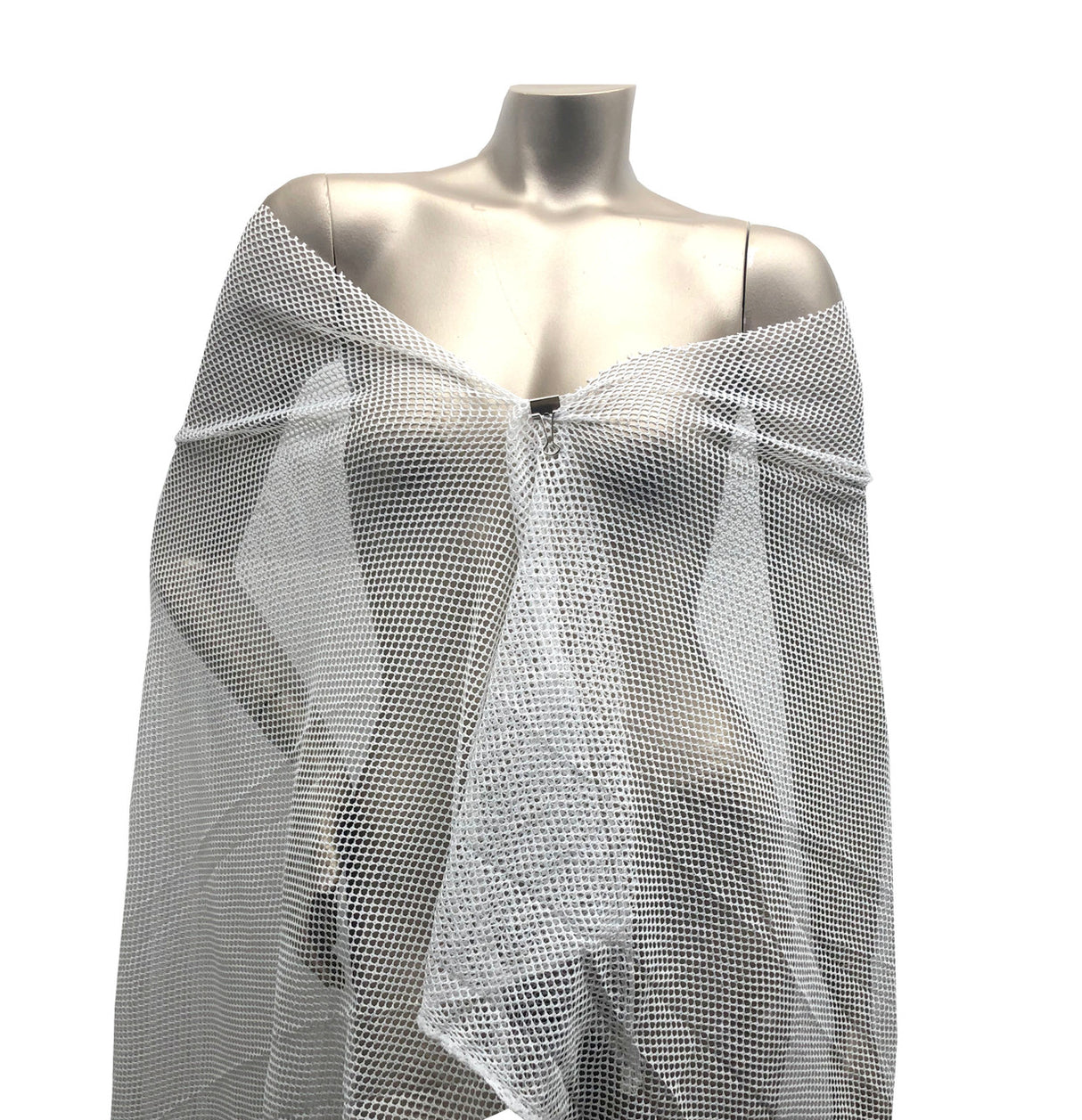 Polyester Mesh Fabric - White See Through Plain Mesh, 64" Width
