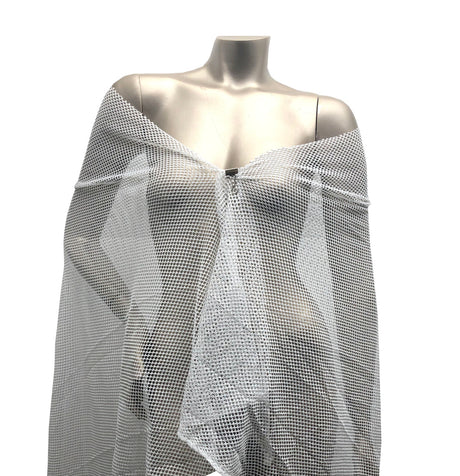 Polyester Mesh Fabric - White See Through Plain Mesh, 64" Width