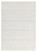TIA 101 Microfiber Chenille Area Rug Fabric - Soft White/Cream Bohemian Motif, High-Low Texture, 5' 3" X 7' 6" And 7' 9" X 10' 5" (1 Rug)