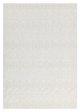 TIA 101 Microfiber Chenille Area Rug Fabric - Soft White/Cream Bohemian Motif, High-Low Texture, 5' 3" X 7' 6" And 7' 9" X 10' 5" (1 Rug)