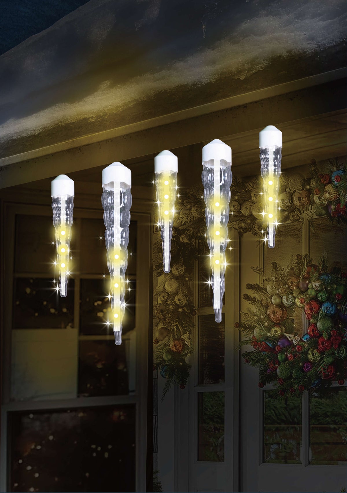 7-11" Cascading Warm White LED Jumbo Icicles - 10 Count Set