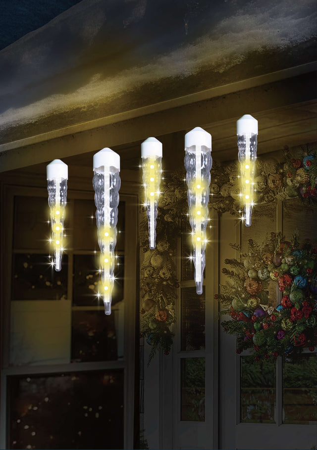 7-11" Cascading Warm White LED Jumbo Icicles - 10 Count Set