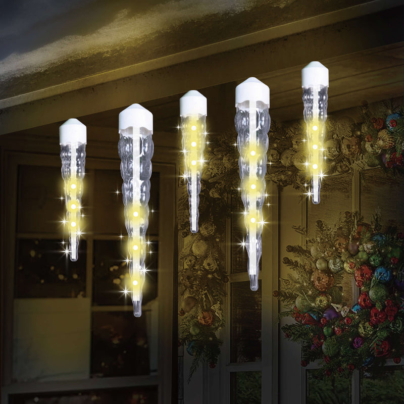 7-11" Cascading Warm White LED Jumbo Icicles - 10 Count Set