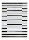 TIA 102 Microfiber Chenille Area Rug Fabric - Soft Cream, Black/Neutral Striped Bohemian Motif, High-Low 3D Detail (1 Rug)