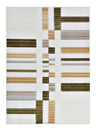TIA 103 Microfiber Chenille Area Rug - Cream Boho High-Low Texture, Mustard Green Beige (5' 3" X 7' 6" / 1 Rug)