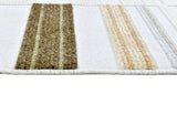 TIA 103 Microfiber Chenille Area Rug - Cream Boho High-Low Texture, Mustard Green Beige (5' 3" X 7' 6" / 1 Rug)