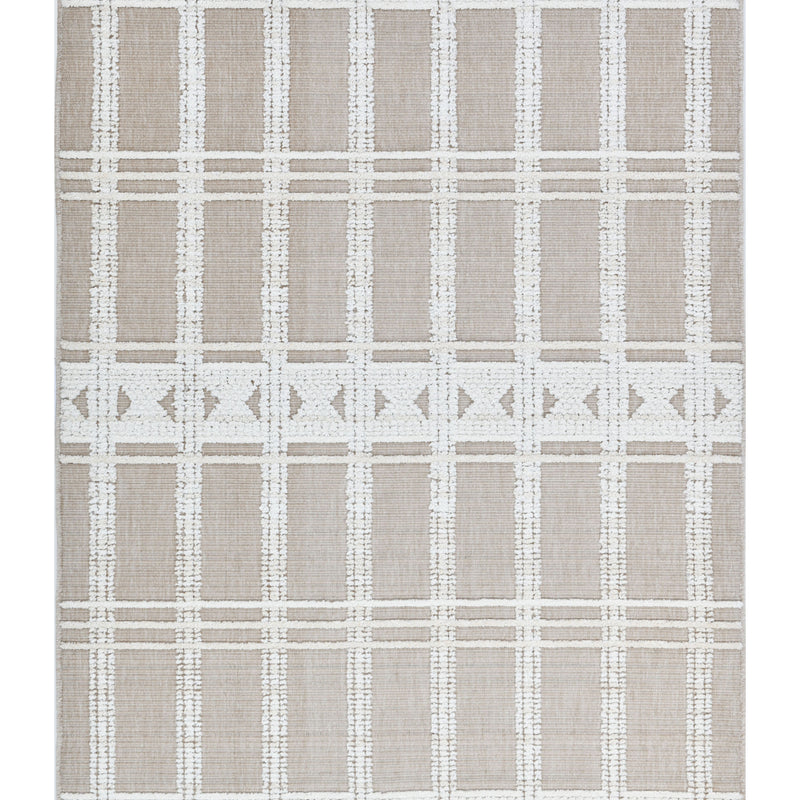 TIA 104 Area Rug - Cream/Beige Bohemian Motif, High-Low Soft-Touch Texture (3 Sizes)