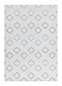 TIA 106 Microfiber Chenille Area Rug - Brown And Beige Bohemian Motif, High-Low Texture (1 Rug)