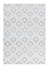 TIA 106 Microfiber Chenille Area Rug - Brown And Beige Bohemian Motif, High-Low Texture (1 Rug)
