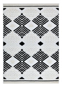 TIA 107 Microfiber Chenille Area Rug - Soft Cream, Beige Tones, Bohemian Black & Brown High-Low Motif (Anthracite)