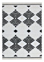 TIA 107 Microfiber Chenille Area Rug - Soft Cream, Beige Tones, Bohemian Black & Brown High-Low Motif (Anthracite)